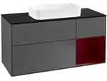 V&B Waschtischunterschrank Wandbeleuchtung Finion 120x60 cm, Reg re Peony, Anthracite