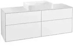 V&B Waschtischunterschrank Wandbeleuchtung Finion 160x60,3x50,1cm, Gl. wh. m, glo wh.