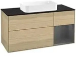 V&B Waschtischunterschrank Wandbeleuchtung Finion 120x60 cm, Reg re Anthrac. m, Oak