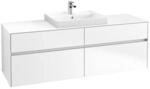 V&B Waschtischunterschrank Collaro 160x54,8x50cm, WT mittig, white matt