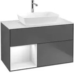 V&B Waschtischunterschrank Finion 100, Pl w m, Reg glo wh. Lac, Anthrac. m