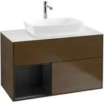 V&B Waschtischunterschrank Wandbeleuchtung Finion 100, Pl wh. m, Reg bla m Lac, wal