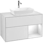 V&B Waschtischunterschrank Wandbeleuchtung Finion 100, Pl w m, Reg glo wh. Lac, wh. m