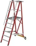 Munk Plattformleiter GFK/Alu klappbar und fahrbar mit GFK-Handlauf 6 Stufen