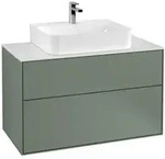 V&B Waschtischunterschrank Wandbeleuchtung Finion 100x60,3x50,1cm, Pl wh. m, Oli. m