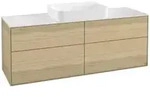 V&B Waschtischunterschrank Wandbeleuchtung Finion 160x60,3x50,1cm, Gl. wh. m, Oak