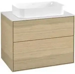V&B Waschtischunterschrank Wandbeleuchtung Finion 80x60,3x50,1mm, Gl. wh. Matt, Oak