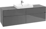 V&B Waschtischunterschrank Collaro 160x54,8x50cm, WT mittig, glossy grey