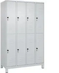 C+P Doppelstock-Spind Classic PLUS, F&uuml;&szlig;e, 4 Abteile, 1950x1200x500mm, 7035/7035