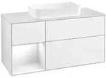 V&B Waschtischunterschrank Wandbeleuchtung Finion 120x60 cm, Rg r glo wh. Lac, glo