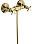 hansgrohe Zweigriff-Brausearmatur Axor Montreux AP, 1 Verbr., m Kreuzgr., pol. gol