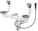 hansgrohe Ab- u. &Uuml;berlaufgarnitur D15-11 automatisch, f&uuml;r Doppelbecken, Edelstahl