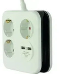 REV Steckdosenleiste 3-fach 2xUSB wei&szlig;-schwarz Powerquad