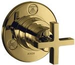 hansgrohe Fertigmontageset Trio/Quattro UP-Ab- + Um-V, m Kreuz, pol. gol opt