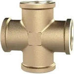 Riegler Kreuzst&uuml;ck, 4 x Innengewinde, G 3/4, Druck 16 bar, Messing blank