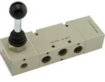 Riegler 5/3-Wegeventil, man. 90 &deg; Hebel, G 1/2, Mitte geschl., Federr&uuml;ck.