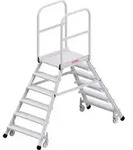 Hymer Podesttreppe fahrbar, beidseitig begehbar, 2x6 Stufen, Standh&ouml;he 1,45 m
