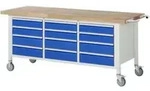 Rau Fahrbare Werkbank 8579, B2000xT700xH880mm, 12x Schublade-TA