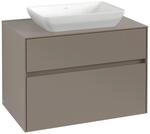 V&B Waschtischunterschrank Collaro 80x54,8x50cm, WT mi, LED 5,7 W, volc bla
