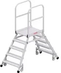 Hymer Podesttreppe fahrbar, beidseitig begehbar, 2x5 Stufen, Standh&ouml;he 1,20 m