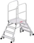 Hymer Podesttreppe fahrbar, beidseitig begehbar, 2x4 Stufen, Standh&ouml;he 0,95 m