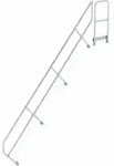 MUNK zweiter Handlauf Aluminium-Treppe mit Plattform 45&deg; 14 Stufen