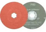 PFERD TOOLS COMBICLICK Korund Fiberscheibe &Oslash; 115 mm A-COOL80 f&uuml;r Edelstahl