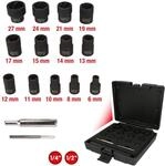 KS Tools 1/4"+1/2" Spiral-Profil-Kraft-Stecknuss-Satz, 15-teilig (913.1460)