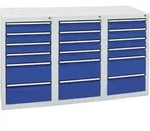 Stumpf Schubladenschrank Serie STS 410, 18 Schubladen enzianblau (12x100, 6x200mm)