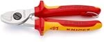 KNIPEX 95 16 165 T BK Kabelschere mit Befestigungs&ouml;se verchromt VDE 165 mm