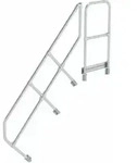 MUNK zweiter Handlauf Aluminium-Treppe mit Plattform 45&deg; 6 Stufen