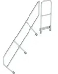 MUNK zweiter Handlauf Aluminium-Treppe mit Plattform 45&deg; 7 Stufen