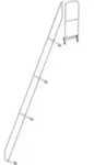 MUNK zweiter Handlauf Aluminium-Treppe mit Plattform 60&deg; 15 Stufen