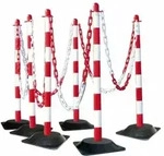 Moravia Kettenst&auml;nder Set mit Hartgummifu&szlig; rot/wei&szlig; 10 m Kette + Verbinder +...