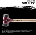Halder Vorschlaghammer SIMPLEX 60mm Gummi m. Standfuss Stahlgussgeh&auml;use