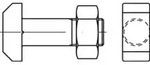 DIN 261 Hammerkopfschraube M16x60 Stahl 4.6 blank m. Mutter