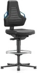 Arbeitsdrehstuhl Nexxit Gleiter+Fu&szlig;ring Kunstleder schwarz Griff blau 570-820mm