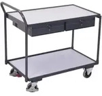 VARIOfit ESD Tischwagen mit 2 Ladefl&auml;chen und 2 Schubladen Schiebegriff nach...