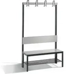 C+P Garderobenbank mit R&uuml;ckenlehne, Basic Plus, H1650xB1000xT407mm, Gestell