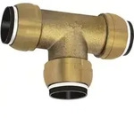 Riegler T-Verbinder, Messing, &raquo;sharkbite&laquo;, f&uuml;r Rohr-Au&szlig;en-&Atilde; ̧ 54 mm