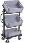 VarioFit Beistellwagen mit 3 Kunststoffkisten neigbar RAL 7016
