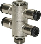 Riegler T-Mehrfachverteiler 4-fach &raquo;click-clock&laquo;, drehbar, G 1/8 a. &Oslash;4mm