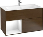 V&B Waschtischunterschrank Finion Reg li glo white lacquer, Walnut veneer