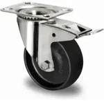 CASCOO Lenkrolle mit Totalfeststeller &oslash; 100 mm Serie C4C4 Gleitlager Edelstahl
