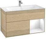V&B Waschtischunterschrank Finion Reg re Glossy white lacquer, Oak Veneer