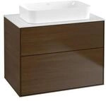 V&B Waschtischunterschrank Finion 80x60,3x50,1mm, Gl. wh. m, Walnut veneer