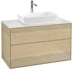 V&B Waschtischunterschrank Wandbeleuchtung Finion 100x60,3cm, Abd.-Pl. wh. m, Oak