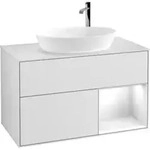 V&B Waschtischunterschrank Finion 100, Pl w m, Reg glo wh. Lac, wh. m Lac