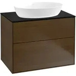 V&B Waschtischunterschrank Finion 80x60,3cm, Abd.-Pl. bla m, Walnut veneer