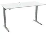 STIER Elektrisch h&ouml;henverstellbarer Schreibtisch 501-43 160 x 80cm Wei&szlig;/Silber